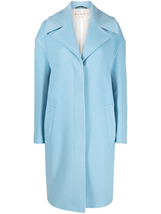 Contrast-Stitching Single-Breasted Coat