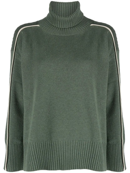 Roll-Neck Piped-Trim Detail Jumper