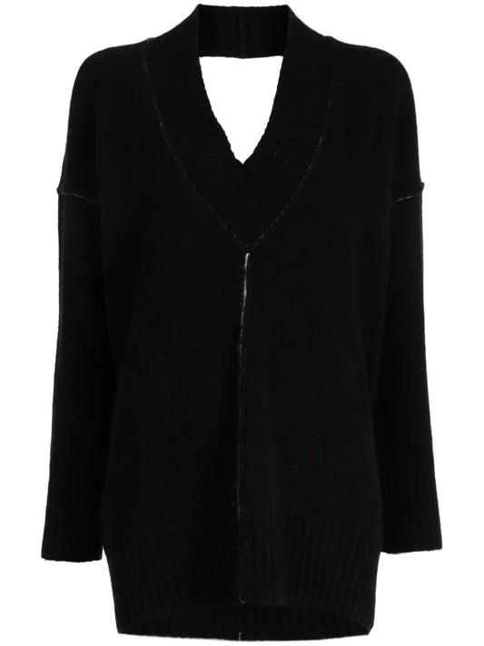 Open-Back V-Neck Jumper