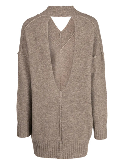 Open-Knit V-Neck Jumper