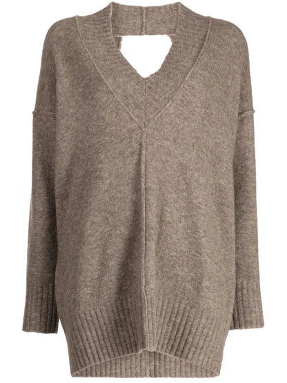 Open-Knit V-Neck Jumper