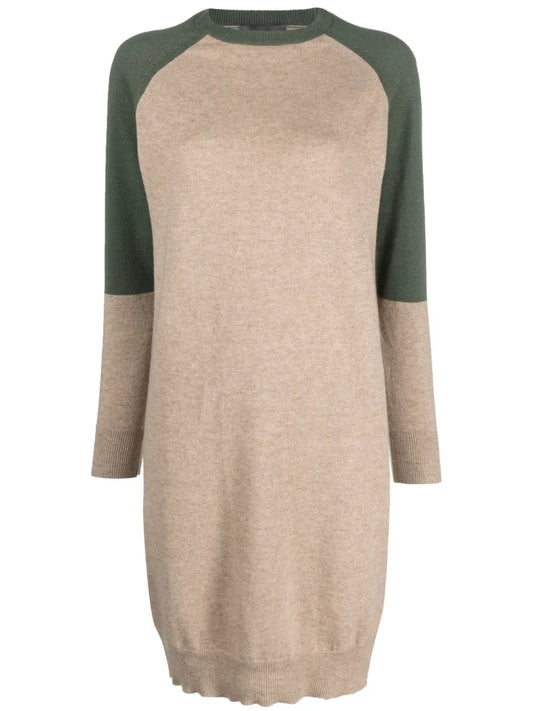 Colour-Block Cashmere Knitted Dress