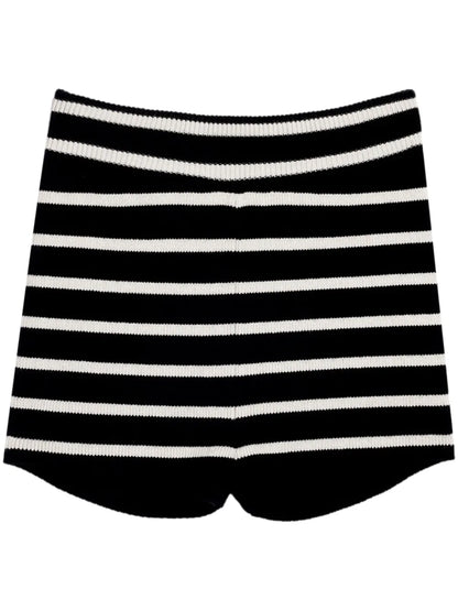 Striped Knitted Mini Shorts