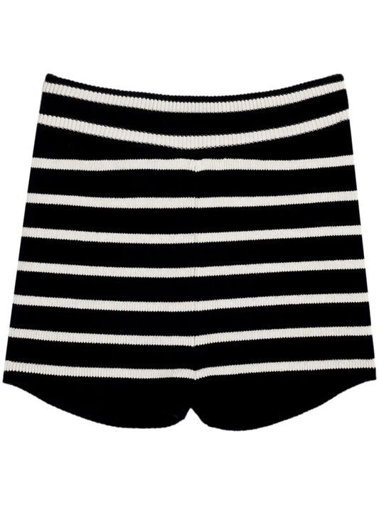 Striped Knitted Mini Shorts