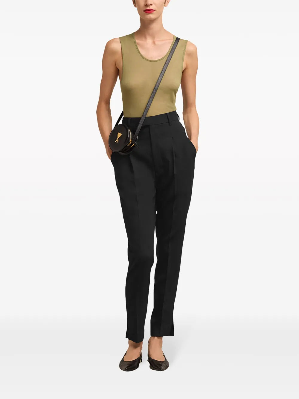 High-Waist Tapered-Leg Trousers