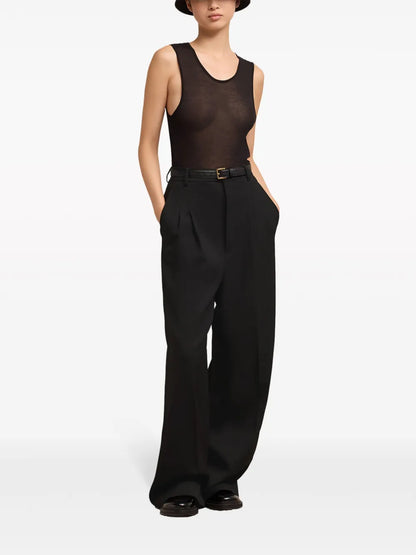 Wide-Leg Tailored Wool Trousers