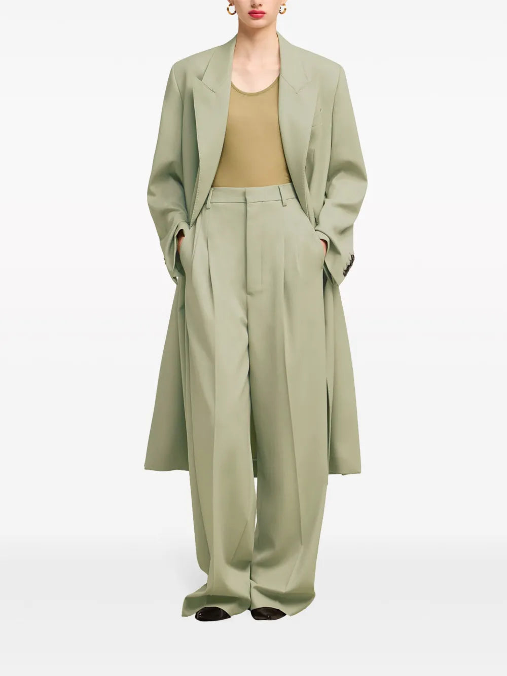 Wide-Leg Tailored Wool Trousers