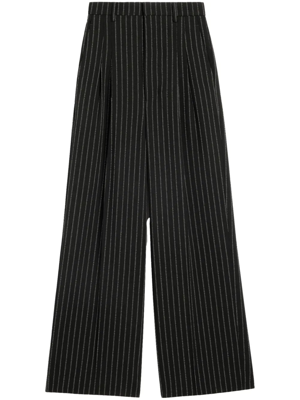 Pinstripe-Print Wide-Leg Trousers