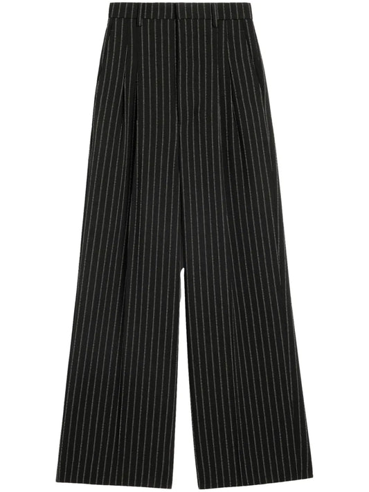 Pinstripe-Print Wide-Leg Trousers