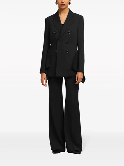 Draped-Panel Virgin Wool Blazer