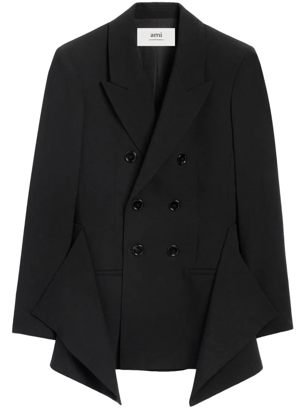 Draped-Panel Virgin Wool Blazer