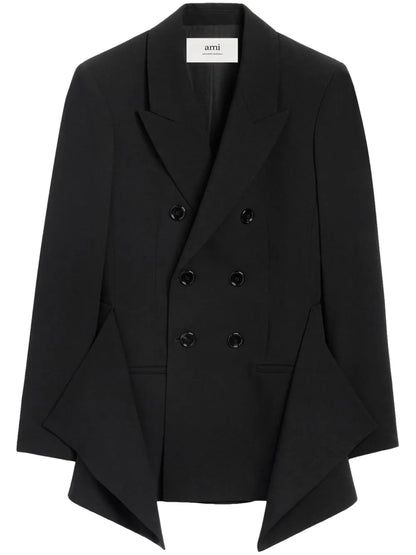 Draped-Panel Virgin Wool Blazer