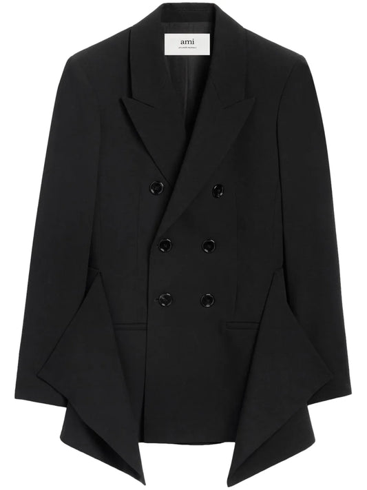 Draped-Panel Virgin Wool Blazer