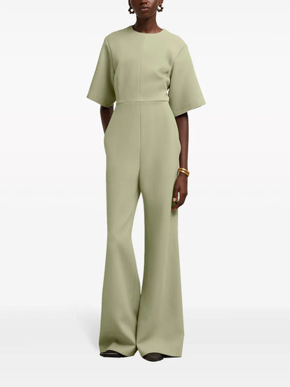 Short-Sleeve Wool Jumpsuit