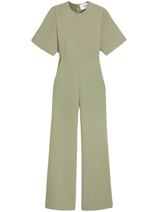 Short-Sleeve Wool Jumpsuit