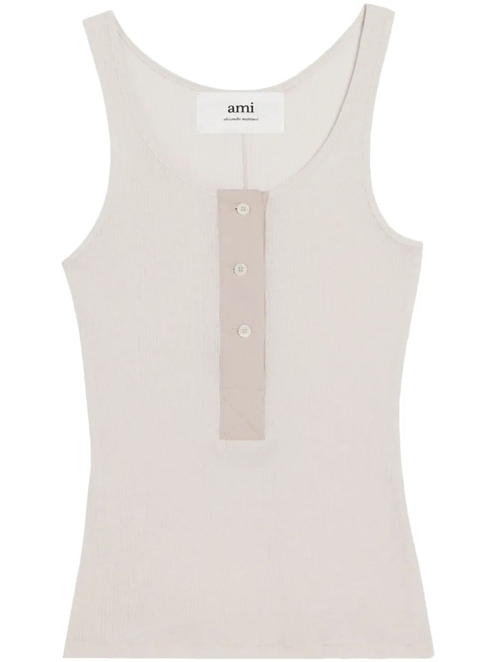 Button-Front Cotton-Rib Tank Top