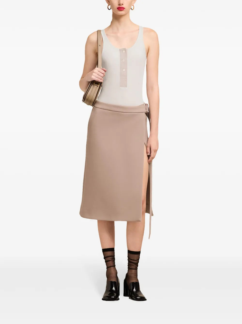Button-Front Cotton-Rib Tank Top