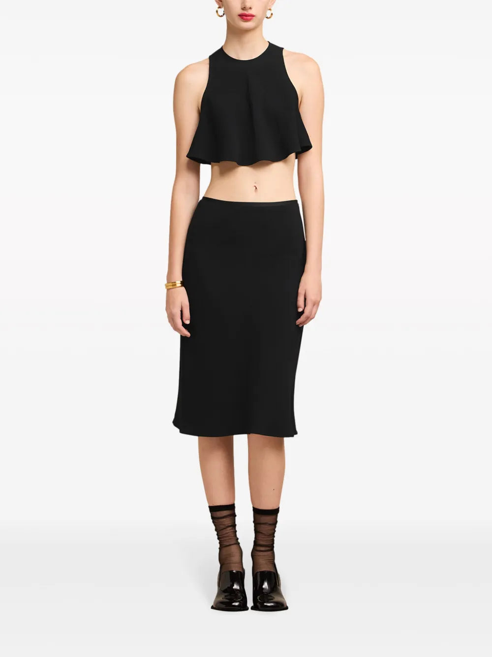 Flared Cropped Blouse