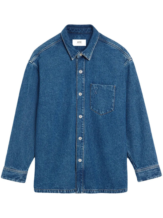 Logo-Embroidered Denim Shirt Jacket