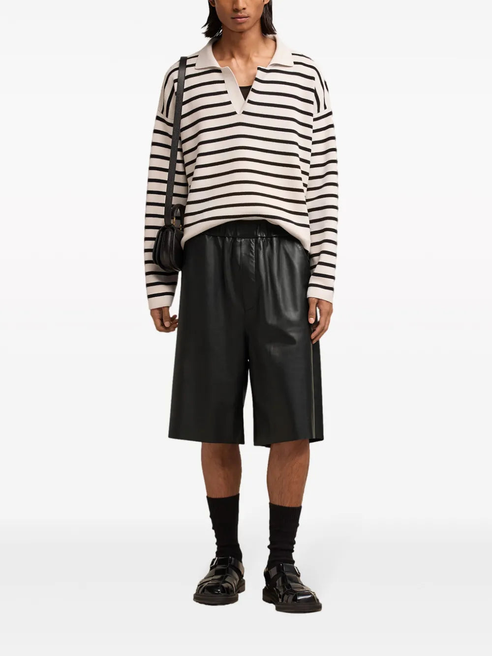 Knee-Length Leather Shorts