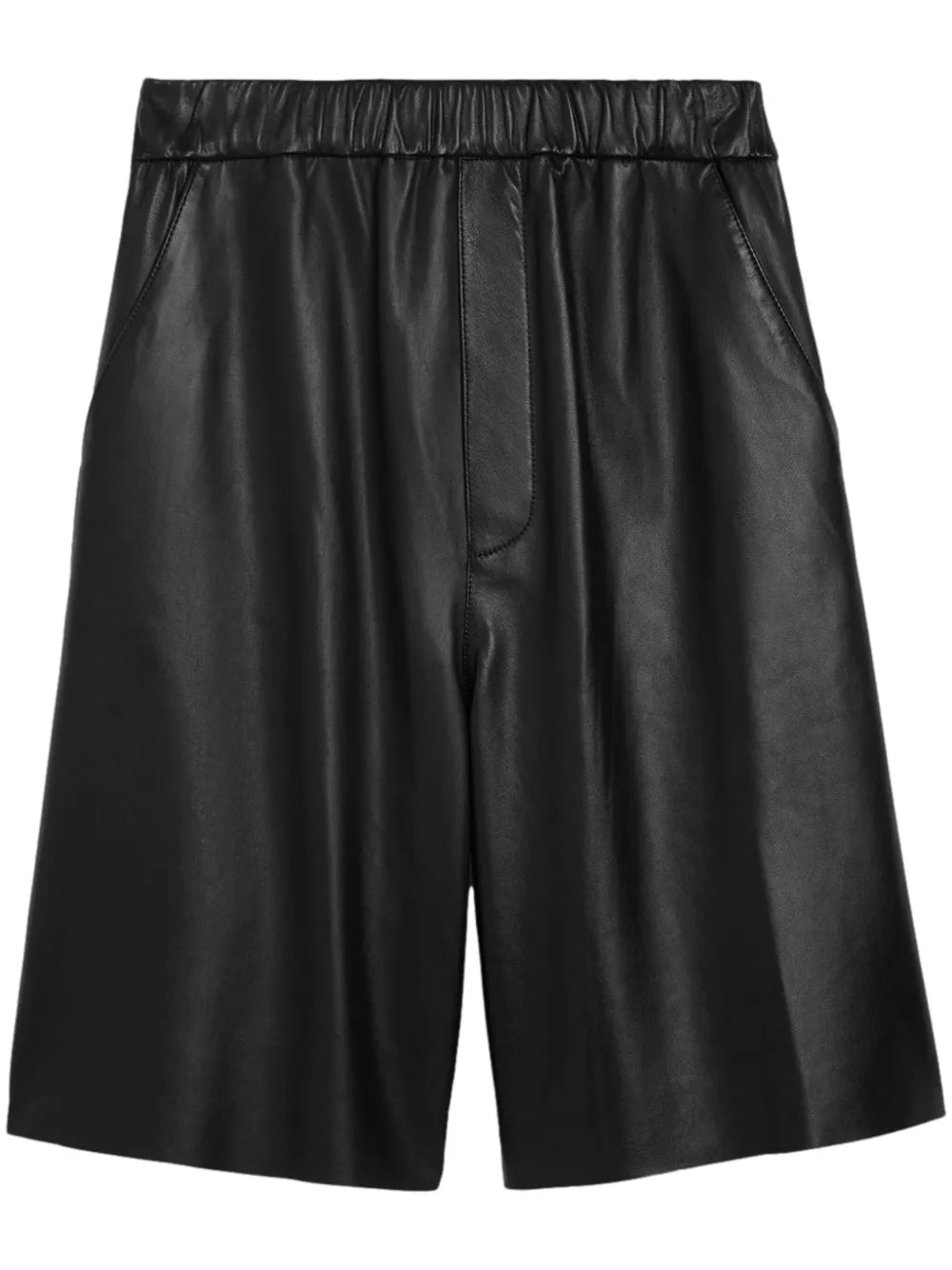 Knee-Length Leather Shorts