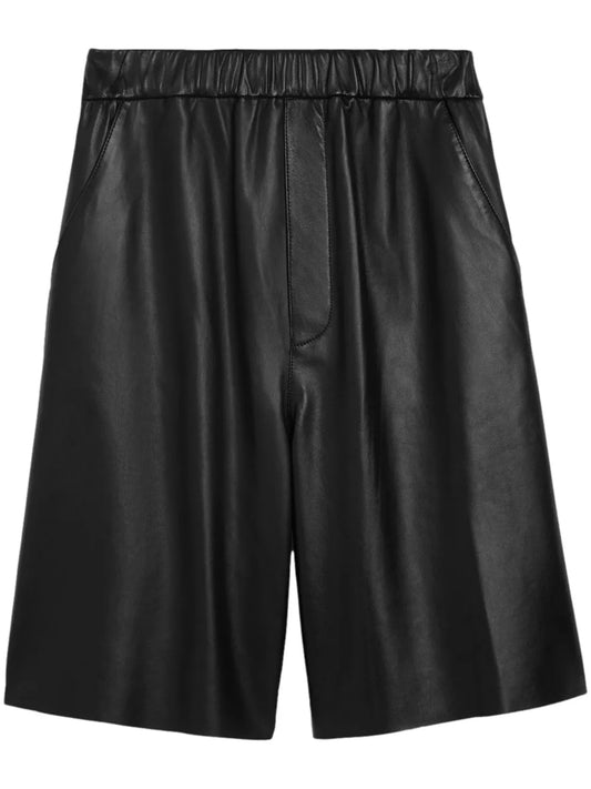 Knee-Length Leather Shorts