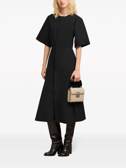 Short-Sleeve Cotton Midi Dress