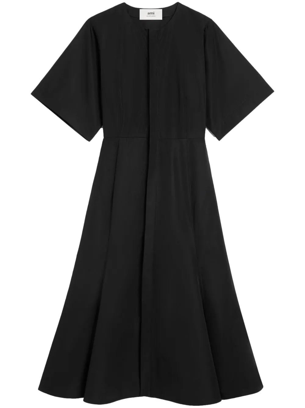 Short-Sleeve Cotton Midi Dress