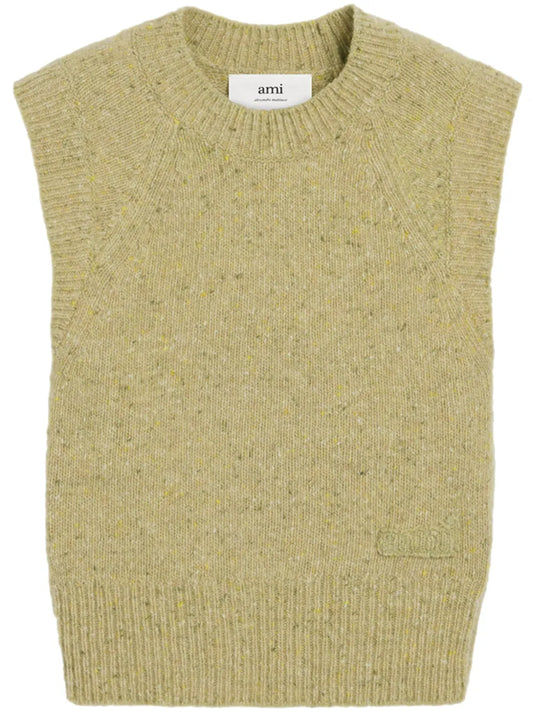 Speckled-Knit Virgin Wool-Blend Vest