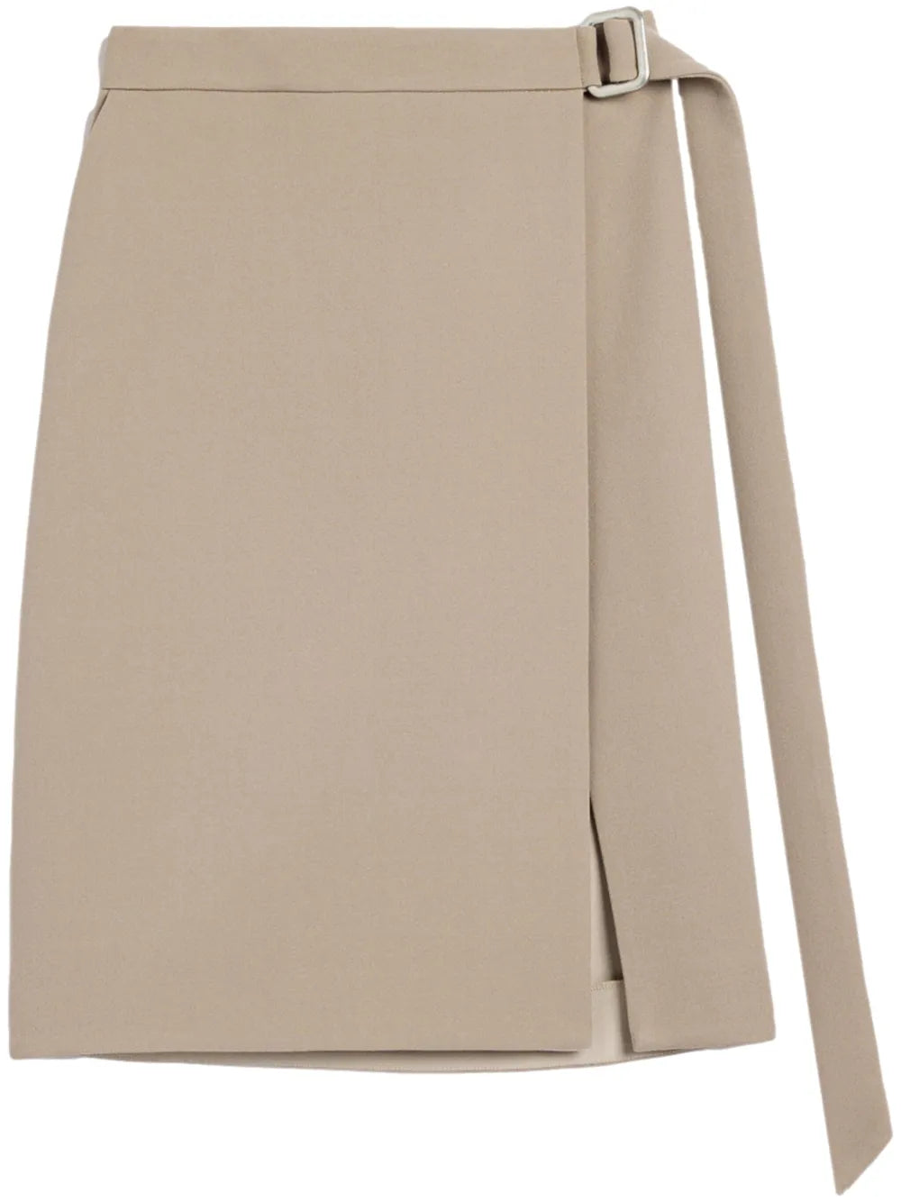 Virgin Wool Wrap Midi Skirt