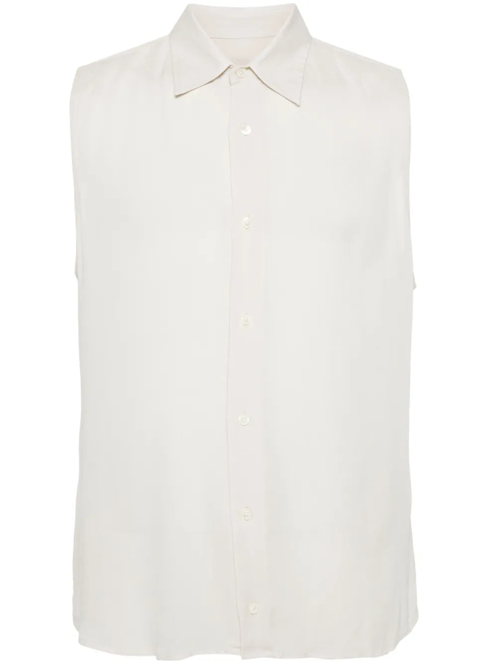 Straight-Collar Crepe Shirt