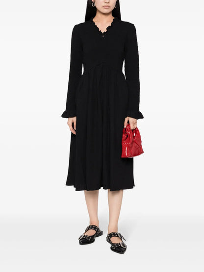 V-Neck Smocked Dress