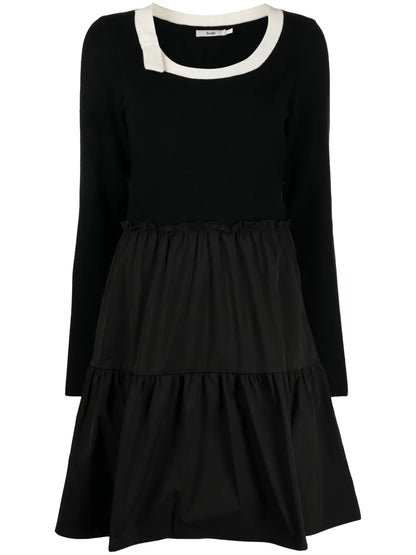 Bow-Detail Tiered Minidress