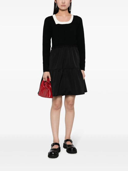Bow-Detail Tiered Minidress