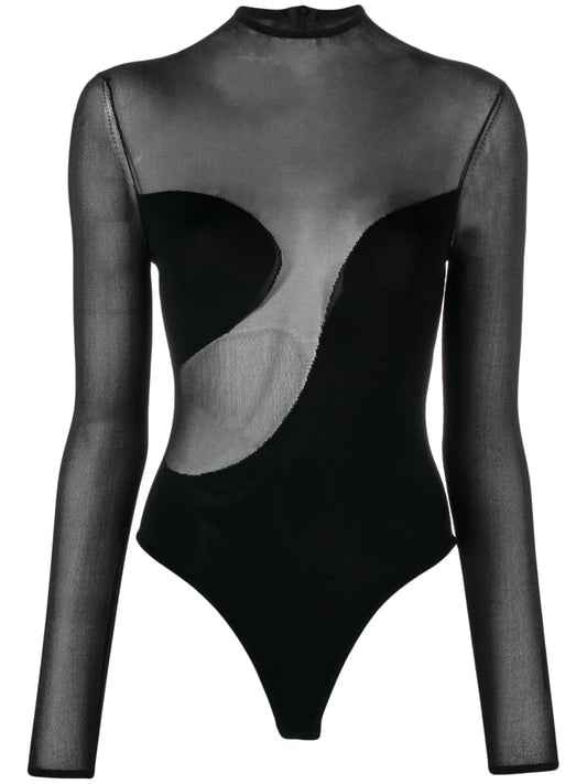 Mesh-Panelled Bodysuit