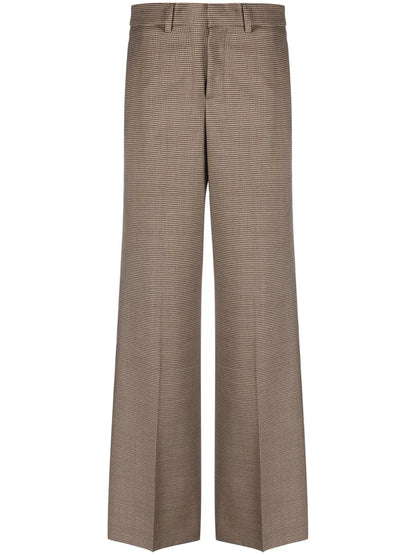 Houndstooth High-Waist Tailored Trousers