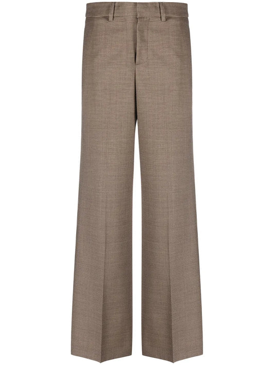 Houndstooth High-Waist Tailored Trousers
