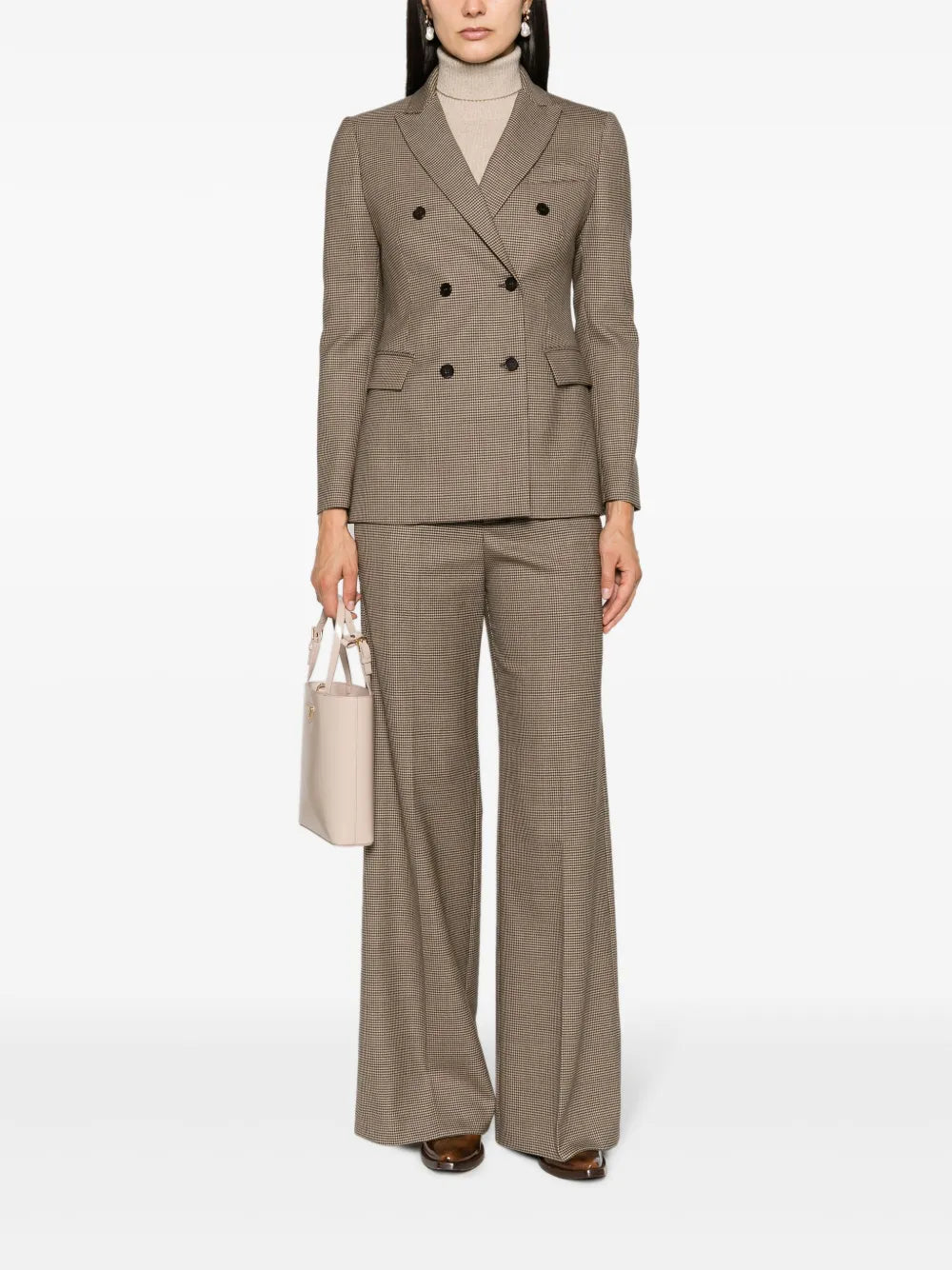 Houndstooth High-Waist Tailored Trousers