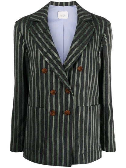 Double-Breasted Striped Blazer