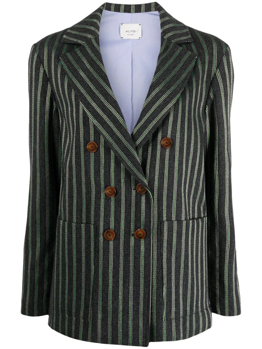 Double-Breasted Striped Blazer