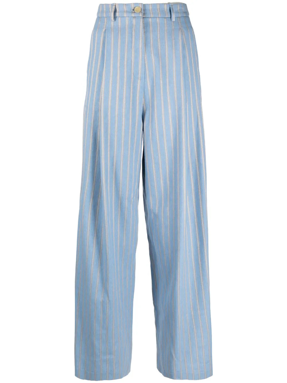 Striped Wide-Leg Wool-Blend Trousers