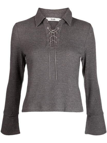 Lace-Up Ribbed Top