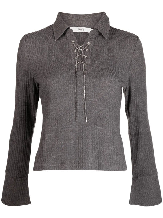 Lace-Up Ribbed Top
