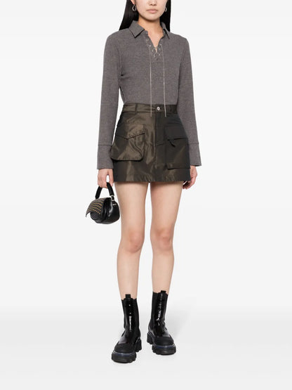 Lace-Up Ribbed Top