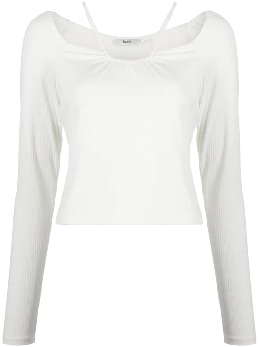 Gathered-Detail Long-Sleeve Top
