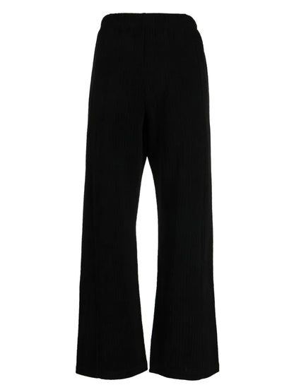 Elasticated-Waist Straight-Leg Trousers