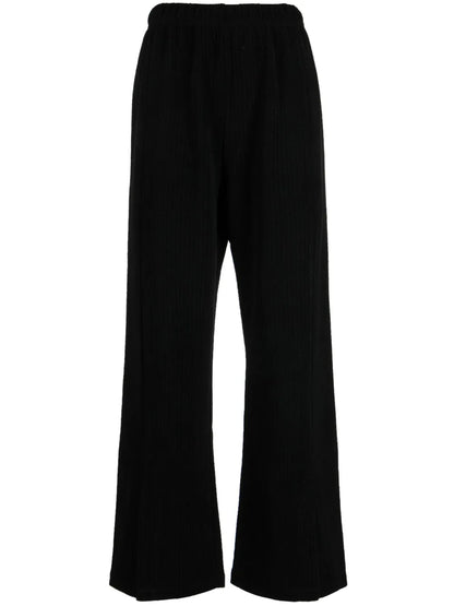 Elasticated-Waist Straight-Leg Trousers