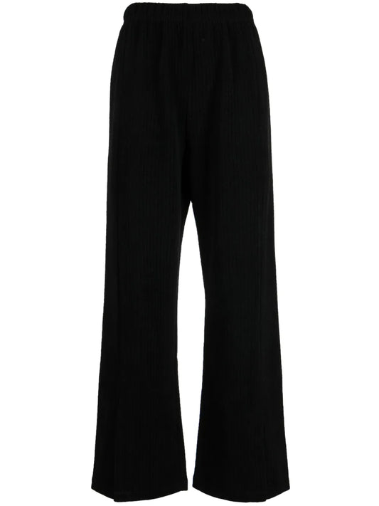 Elasticated-Waist Straight-Leg Trousers