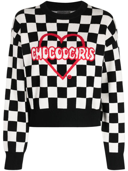 Check-Print Crew-Neck Jumper