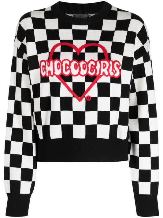 Check-Print Crew-Neck Jumper